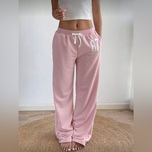 SHEIN Pink Track Pants with White Details